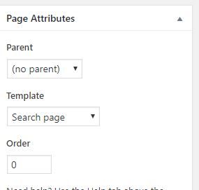 Adding a page where search will occur and assigning the template to this page.