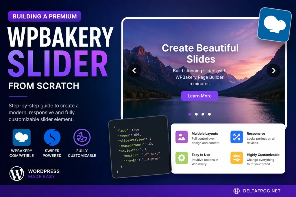 Custom slider addon for WPBakery Page Builder built with Swiper.js and WordPress plugin development